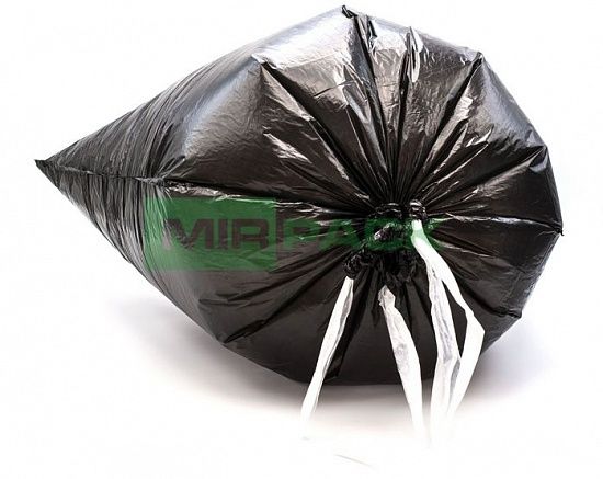 Пакеты для мусора 35 литров с завязками, 18 мкм, ПНД, в рулоне 15 штук, черные, 50х60 см - Вид 4